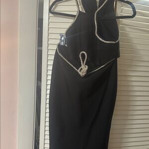 Elegant Black Dress with Silver Accents